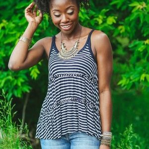 COPY - Free people navy striped tiered tank